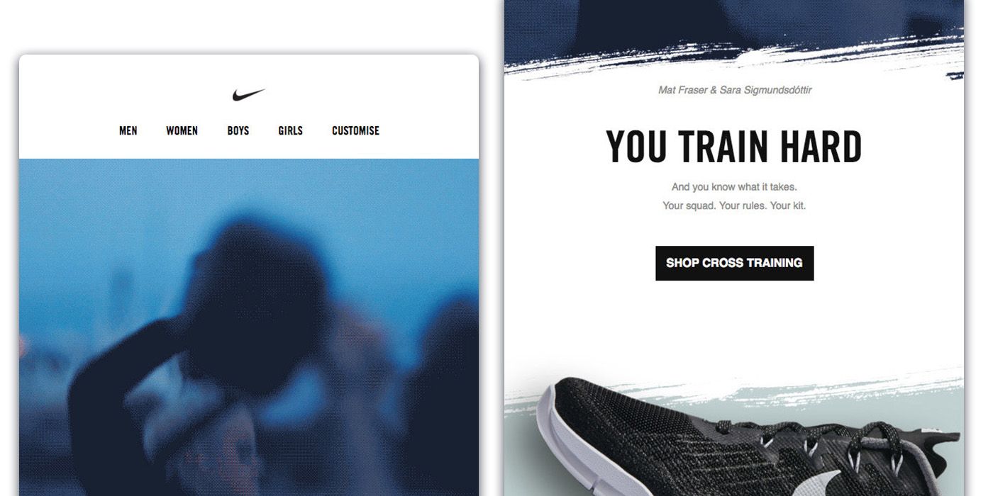 Email by Nike tailored to the customer’s specific interest