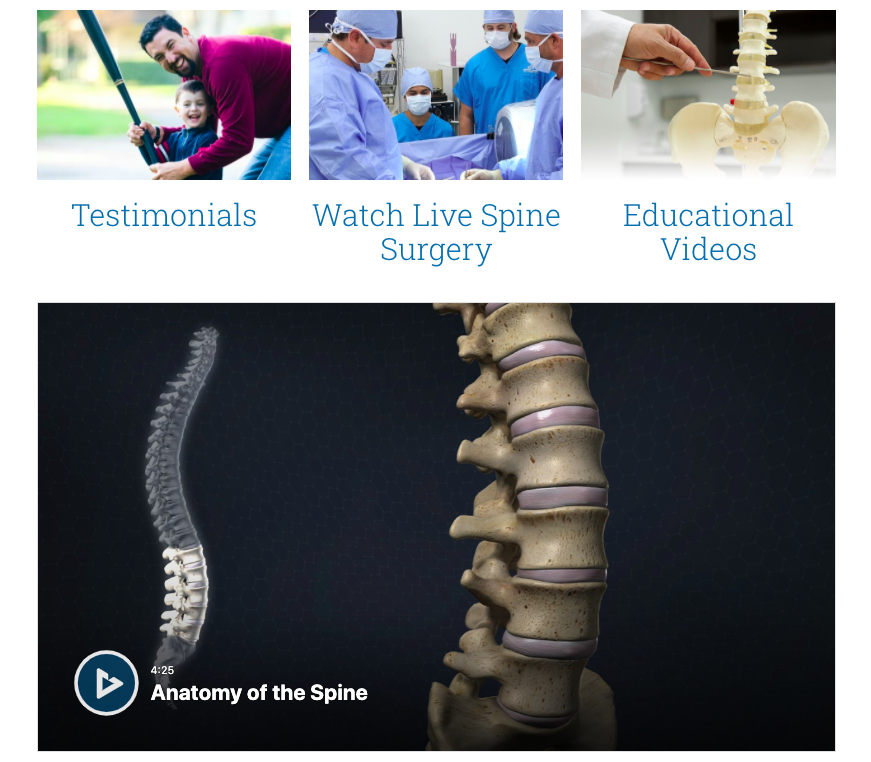 Educational videos on Deuk Spine institute website