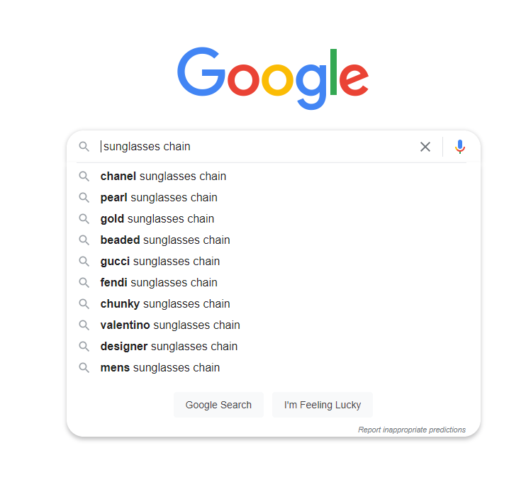 Google search for sunglesses chain