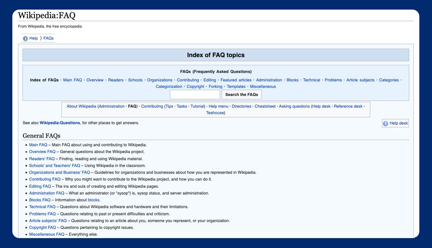 Wikipedia’s FAQ page template