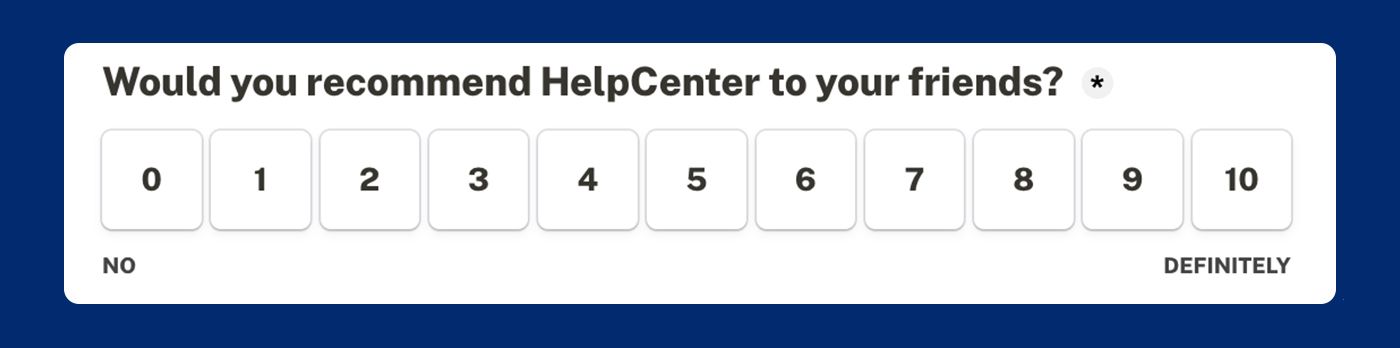 NPS score survey example from the HelpCenter app