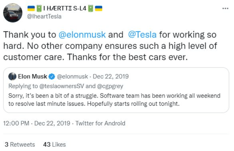 Elon Musk answered customer concern. 