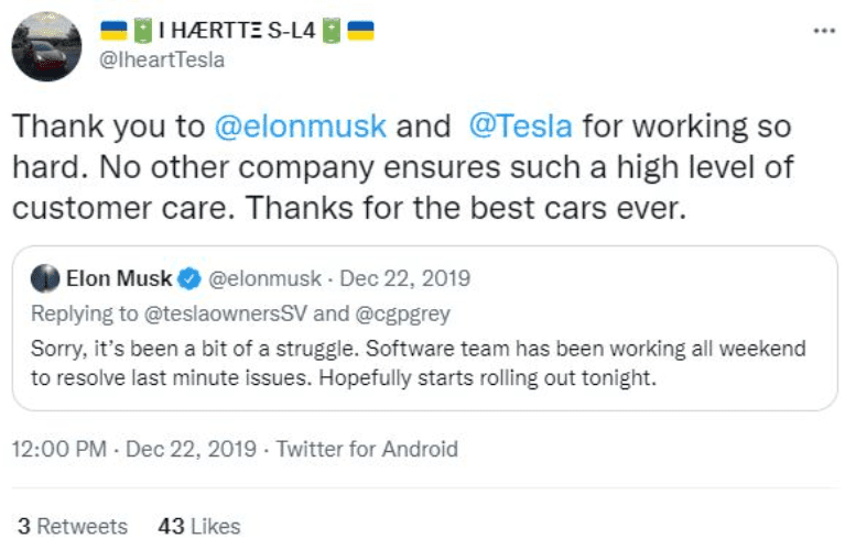 Elon Musk answered customer concern.