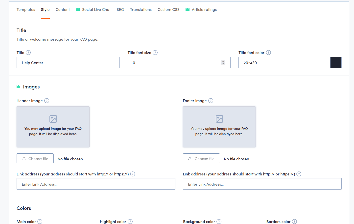 Customizing the HelpCenter