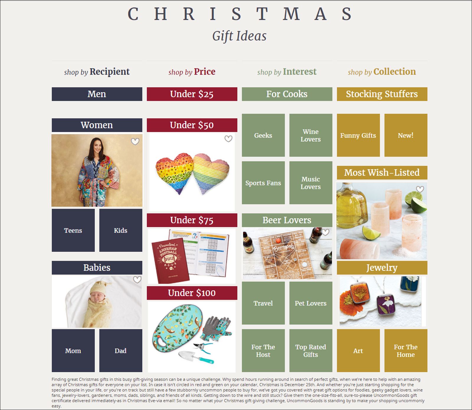 UncommonGoods Christmas guide example