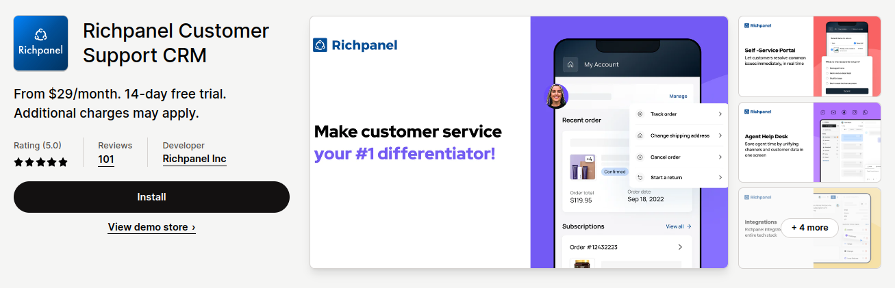Richpannel app for Shopify